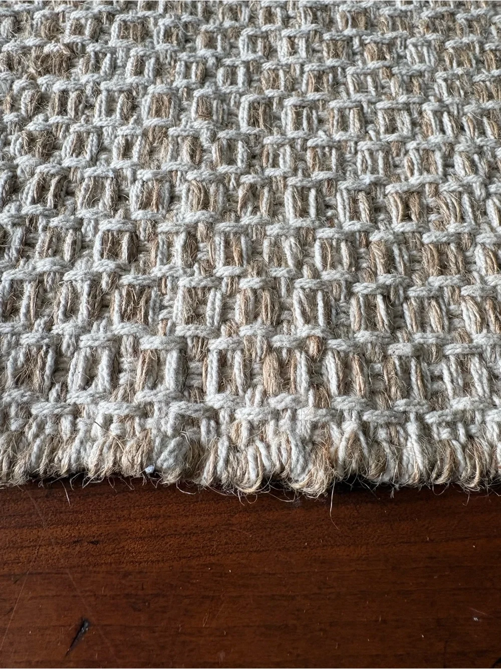 Beige Waffle-Knit Cotton-jute table runner   86 length 17 inches wide
